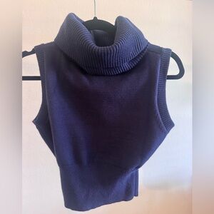 Zara Navy Blue Sleeveless Turtleneck Sweater Size Small